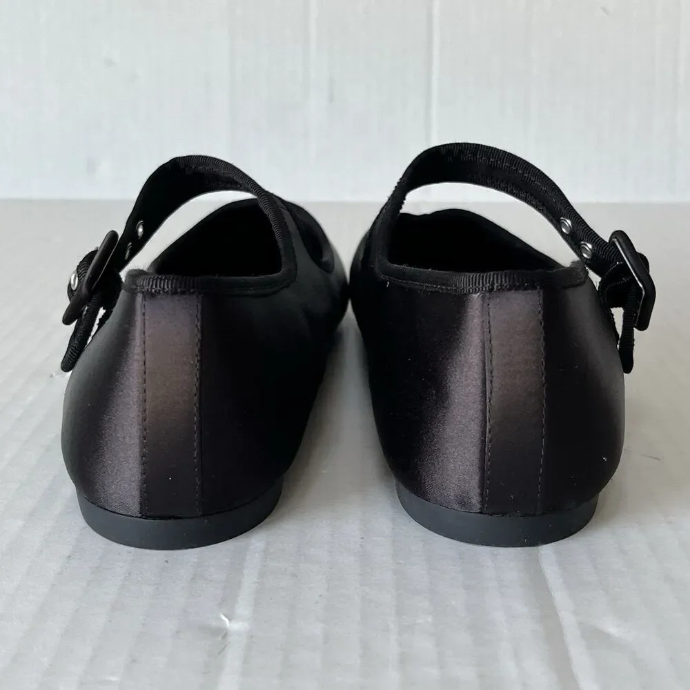Everlane The Day Buckle Mary Jane Black Satin Ballet Flats Womens Sz 9.5 Preppy - Picture 8 of 15